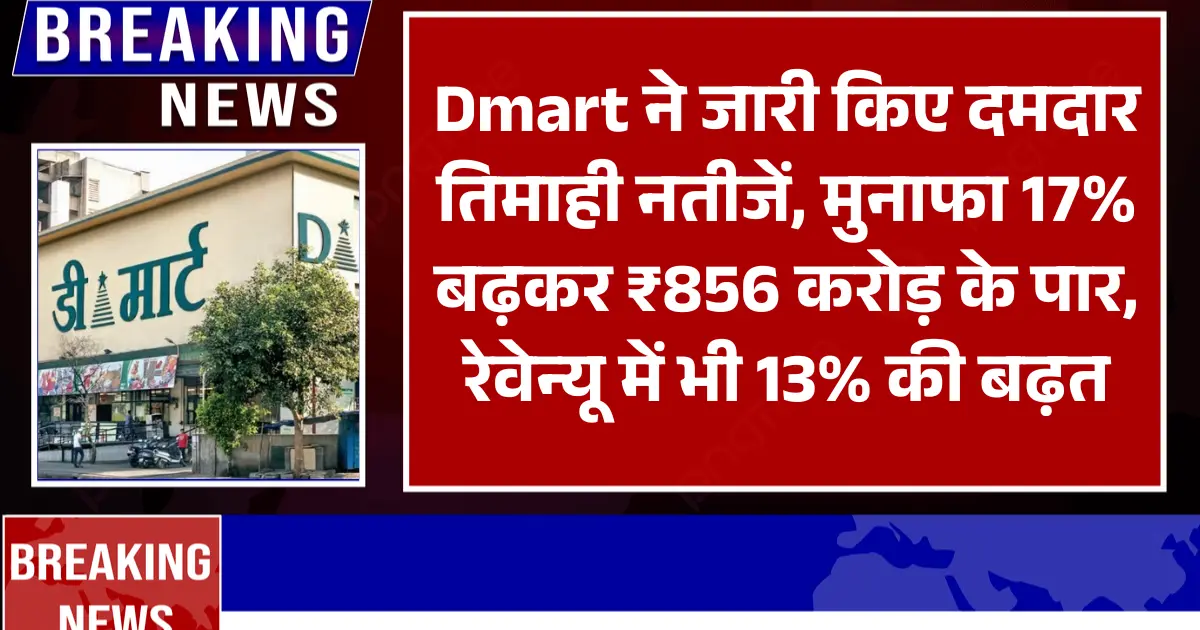 Dmart ने जारी किए दमदार तिमाही नतीजें, मुनाफा 17% बढ़कर ₹856 करोड़ के पार, रेवेन्यू में भी 13% की बढ़त