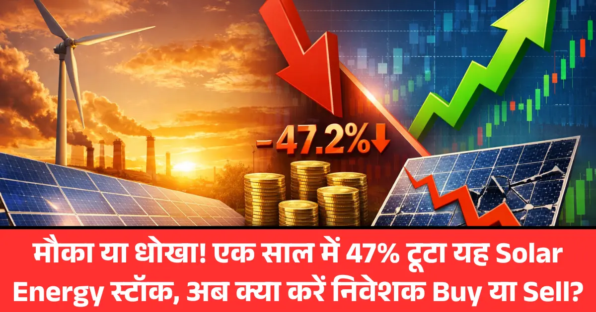 मौका या धोखा! एक साल में 47% टूटा यह Solar Energy स्टॉक, अब क्या करें निवेशक Buy या Sell