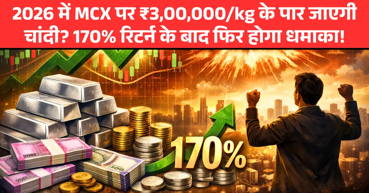 Silver Price 2026 में MCX पर ₹3,00,000kg के पार जाएगी चांदी 170% रिटर्न के बाद फिर होगा धमाका!