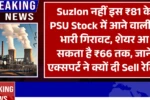 Suzlon नहीं इस ₹81 के PSU Stock में आने वाली है भारी गिरावट, शेयर आ सकता है ₹66 तक, जानें एक्सपर्ट ने क्यों दी Sell रेटिंग